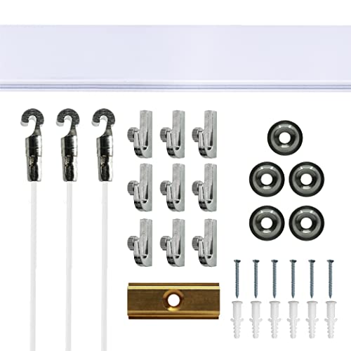 Image of Picture Rail Hanging System Covers 79 Inches | Wall Art Hanging System Includes TR100 Picture Rail Track, Nylon Cords, Artwork Hooks, and Hardware for Track - 1 Pack of Gallery Art Rail