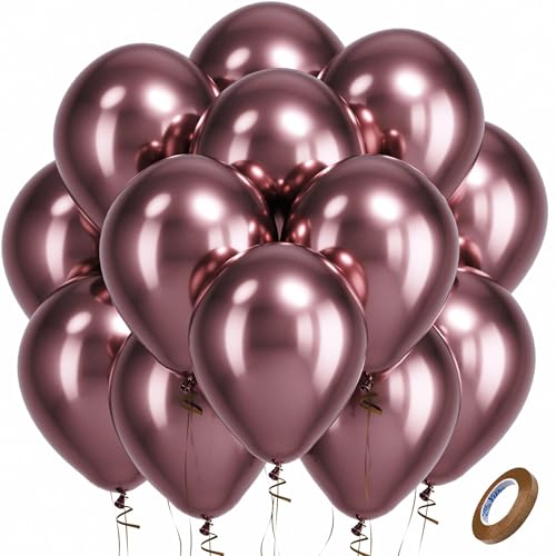 Image of Bezente Copper Latex Party Balloons - 100 Pack 12 inch Round Helium Bronze Chrome Metallic Brown Balloons for Graduation Birthday Anniversary Boy Gender Reveal Jungle Engagement Fall Party Decorations