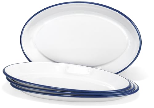 Red Co. Set of 4 Enamelware Metal Classic 13