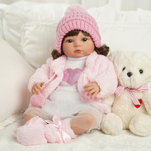 BABESIDE Reborn-Baby Puppe Mädchen Lebensecht 20 Zoll Kleinkind Realistisches Neugeborenen-Puppenmädchen mit offenen Augen Weicher Stoffkörper Baby-Puppe mit Haaren – Bild 5