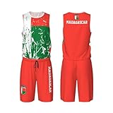 Madagascar Flag Grain (2) Basketball Jersey Uniform Suit For Men Women Adults Training Athletic Set