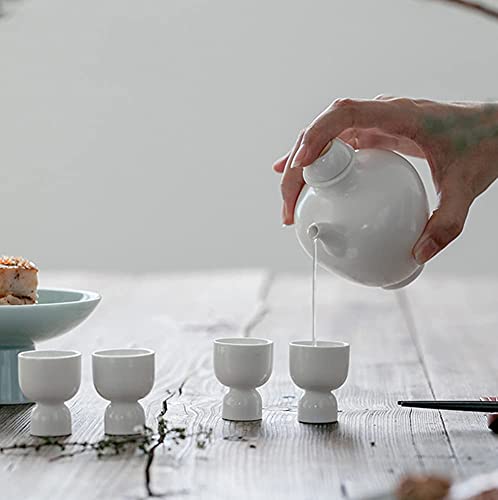 Japanese Sake Set,Sake Set Japanese Sake Pot Set 5 Pieces Sake Cup Set,Craft Wine Glasses for Cold/Hot/Shochu/Tea - Thumbnail 3