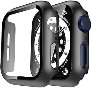 TAURI 2 Opakowanie Apple Watch z ochraniaczem ekranu do Apple Watch 44 mm Series 6, 5, 4, etui twarde do komputera i szkła hartowanego, ochraniacz ekranu Globalna ochrona - czarny