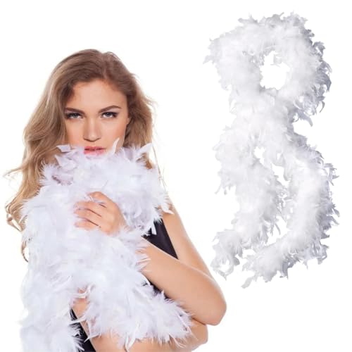 DOKRIN Boas,2M Weiß Große Feder Schal Hochzeit Party Dekoration DIY Bouquet Verpackung Feder Streifen