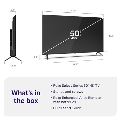 Image of Roku Smart TV - 50-Inch Select Series, 4K HDR TV - Roku TV with Roku Remote - Flat Screen LED Television with Wi-Fi for Streaming Live Local News, Sports, Family Entertainment