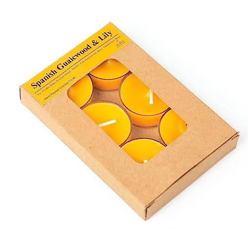 Image of AuraDecor Scented Soy Wax Acrylic Tealight Candle, Organic Luxury Aroma, Aromatic /Aromatherapy Candle || Long Lasting Burning Time (Pack of 1, Spanish Guwaicwood & Lily)