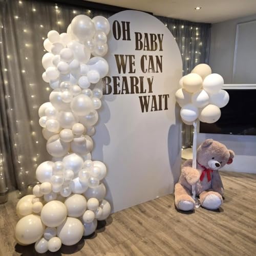 Image of Pearl White Balloons, 55 PCS 12 Inch Double Stuffed Pearl White Sand White Ivory Wedding Balloons for Engagement Proposal Bridal Shower Baby Shower Birthday Party Decorations