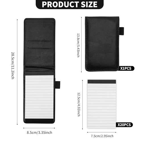 Supports bloc-notes A7 cuir avec recharge papier ligné pour petit carnet de notes de bureau - 2