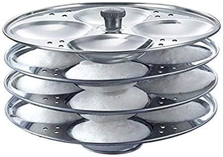 Stainless Steel Idli Maker/Idli Stand | Idli Plates | Idli Steamer| Idli Sancha (Stainless Steel, 4 Tier), Silver