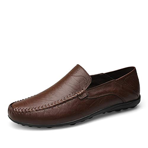 Men's Fashion Driving Loafers Casual Pure Color Flexible Lightweight Boat Moccasins(Hollow Optional)(Darkbrown,10 M US)