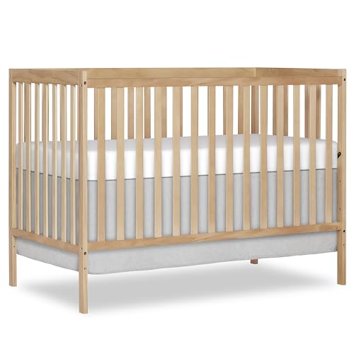 Image of Dream On Me Synergy 5-in-1 Convertible Full-Size Baby Crib with Toddler, Day & Full Bed Conversion in Barnwood Natural, GreenGuard Gold & BSA, 3 Mattress Heights, Sustainable Pinewood