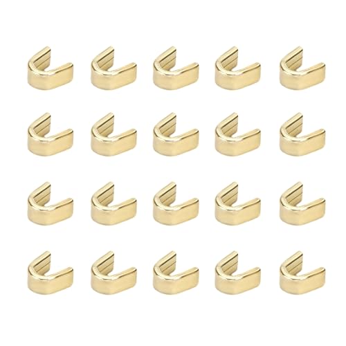 YELARXI Zipper Repair Kit, Zipper Slider Retainers #5 U Shape Top Stoppers Open-End Bottom Top Stops Fit for Bags Coats Jacket Metal Zip Repair Sewing Replacement DIY (20 Pack, Light Gold)