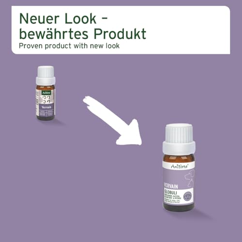 AniForte Vervain Bachblüten zur Beruhigung bei niedriger Reizschwelle, Hektik und hektischem Verhalten - Globuli für Hunde, Katzen, Haustiere