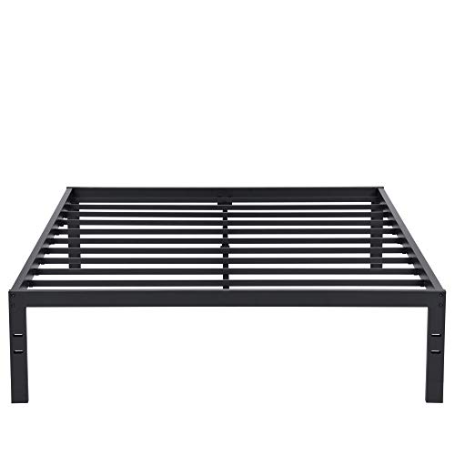 Sleeplace 14Inch New Dura Metal Steel Slate Bed Frame Full Black #TOP1