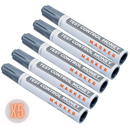 Detector Billetes Falsos- Rotulador Detector Billetes Falsos- Boli Comprobador de Billetes Falsos- Euros, Dolar, Libra- Pack de 5 Unidades