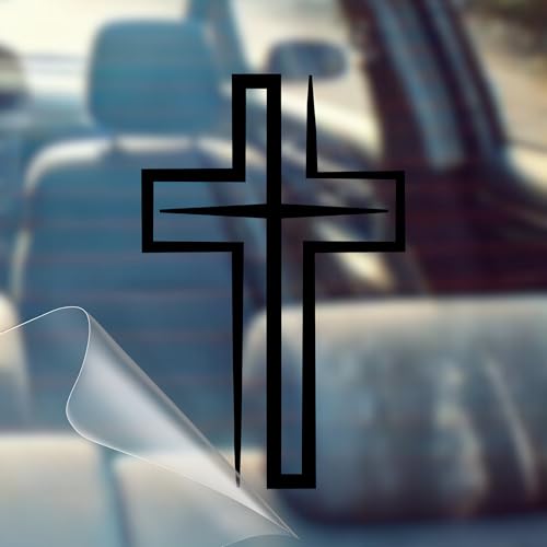 Image of Modern Cross - Christian Jesus Cross Car Vinyl Decal Bumper Sticker for Car, Wall, Window, Vehicle, Weather Resistant, Viral (1, Black)