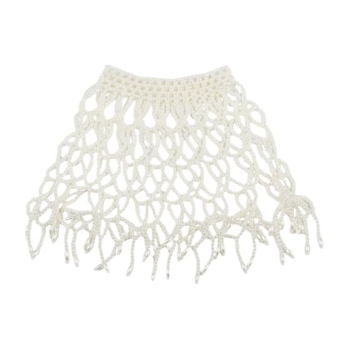 Florate Pearl Body Chain for Women White Bead Mesh Cover Up Top Shoulder Shawl Statement Necklace Jewelry Costume (N1403) by Florate - Image 6