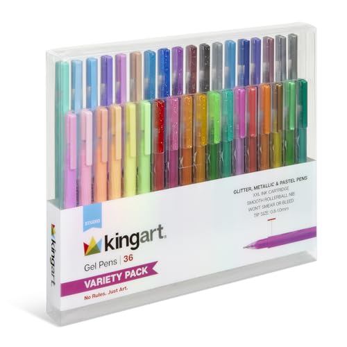 KINGART 407-36 Glitter, Metallic & Pastel Gel Pens, 36-Piece Variety Pack by KINGART - Image 3