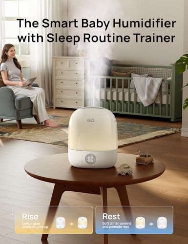 Image of DREO Humidifiers for Bedroom - 30H Max Runtime & RGB Night Light & Sleep Trainer, Ultra Quiet 28dB Cool Mist Humidifier, Top Fill Smart Air Humidifier for Plants, Perfect for Baby & Nursery, HM409S