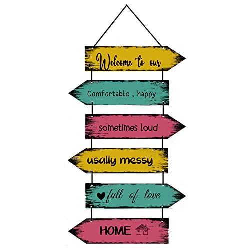 Image of EXPLEASIA Decorative Wall Hanging Wooden Art Decoration Item for Home Office Living Room Bedroom Decoration Items Home Decor Gift Items (Welcome To Our)