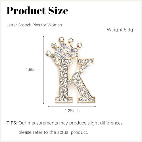 Image of Brooches and Pins for Women A-Z Letter Rhinestone Brooch Pin Jewelry Gifts