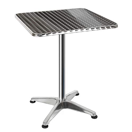 OHMG Table de Bar Pliante Carrée Ø60 cm,Table a Manger Aluminium, Réglable en Hauteur 70/110 cm,Tables de Pique-Nique,Tables Mange Debout Haute,pour 2-4 Personnes