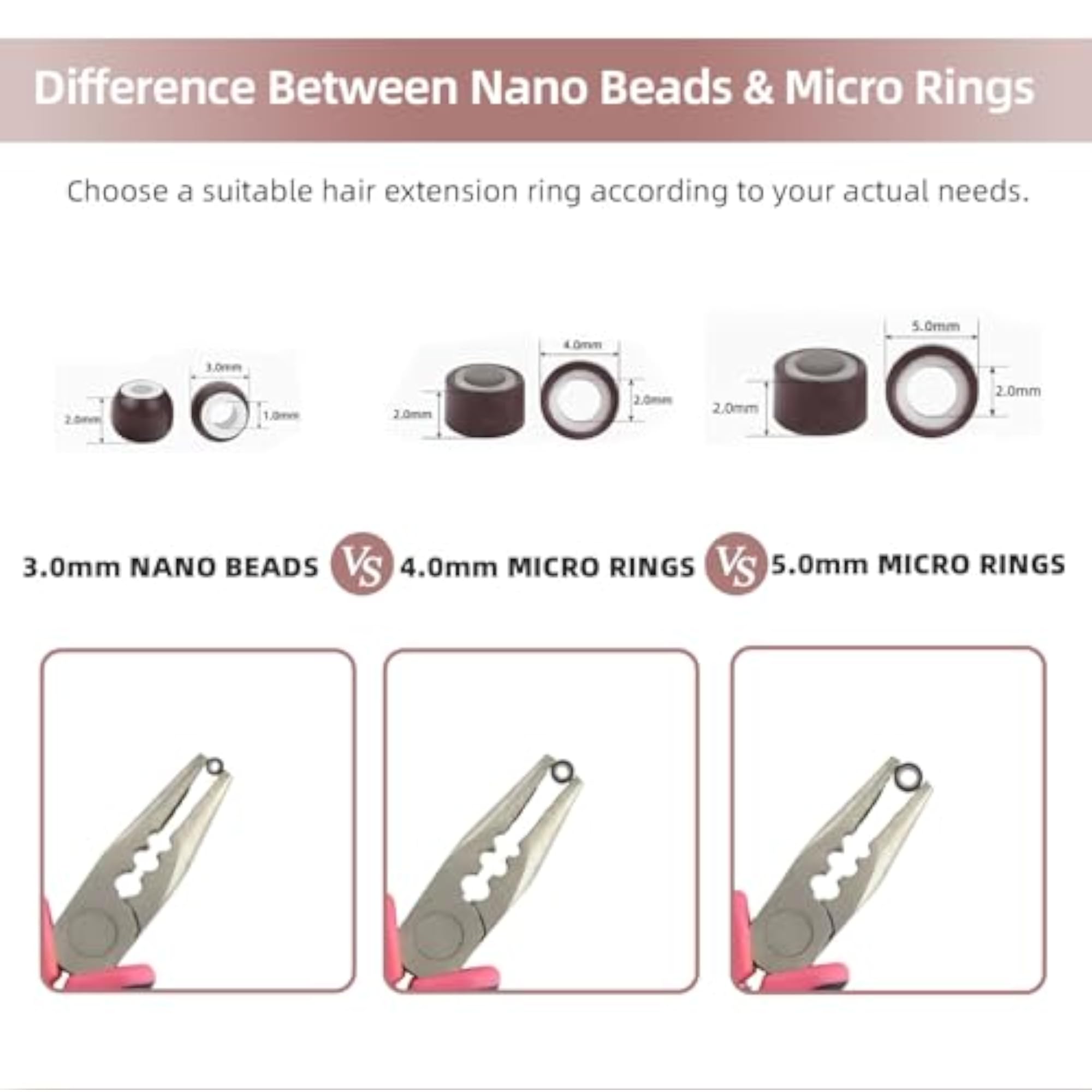 500 PCS Nano Silicone Lined Micro Ring Hair Extension Beads