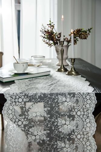 Chemin de table winara dentelle nappe table runner blanc brodé de table basse
