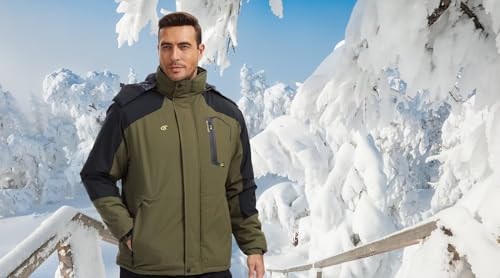 Image of QPNGRP Mens Waterproof Fleece Ski Jacket Windproof Winter Snow Coat