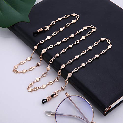 Likgreat Oblate Circle Eyeglasses Chain Holder For Women Mask Lanyard Sunglasses Chain Long Necklace Fashion Accessories (Rose Gold) #TOP5