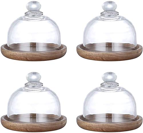 10.5cm Mini Glass Dome Cake Tray Candy Storage Dish Chocolate Dessert Tasting Plate Transparent Dust Cover (Size : 3pcs) (4pcs)
