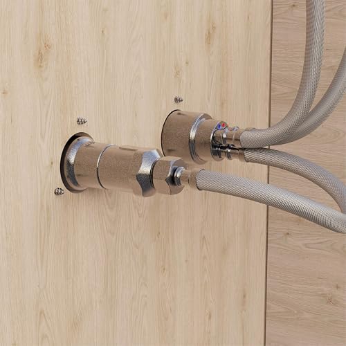 Image of Aquor RV /Marine Hot+Cold Mixing Valve, Compact G1 /2 inch Thermostatic Mixing Valve with Hot /Cold Temperature Control, Hydrant Pairing for Boat, Marine, and RV Outdoor Shower, Stainless Steel