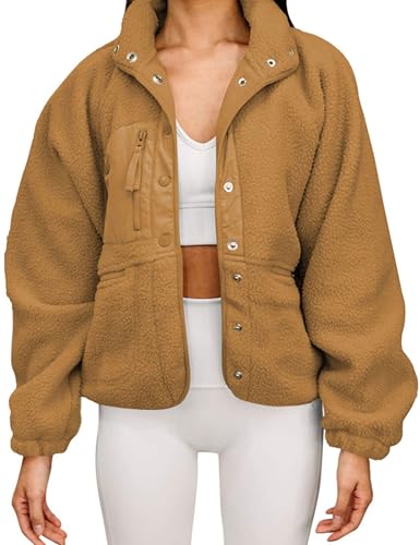 Aoang Womens Winter Coats Casual Lapel Long Sleeve Fleece Faux Fur Jacket