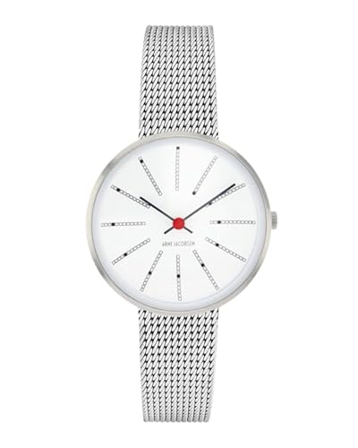 ARNE JACOBSEN �r���v 30mm �k���f�U�C�� ���퐶���h�� (�b�j�̂Ȃ��É��݌v) BANKERS 53100-1408 �z���C�g �V���o�[ ���b�V���x���g