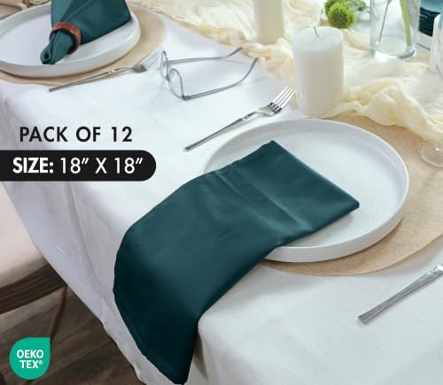 Image of Ruvanti Cloth Napkins Set of 12, Cotton Enrich 18 inchx18 inch - Deep Teal