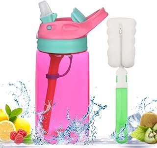 Ainiv Sippy Cup, 480ML/16OZ Kids Drink Bottle with Straw, Toddler Water Bottle, Leak-Proof, BPA-Free for Home, School, Outdoor, Red(Cleaning Brush Included)