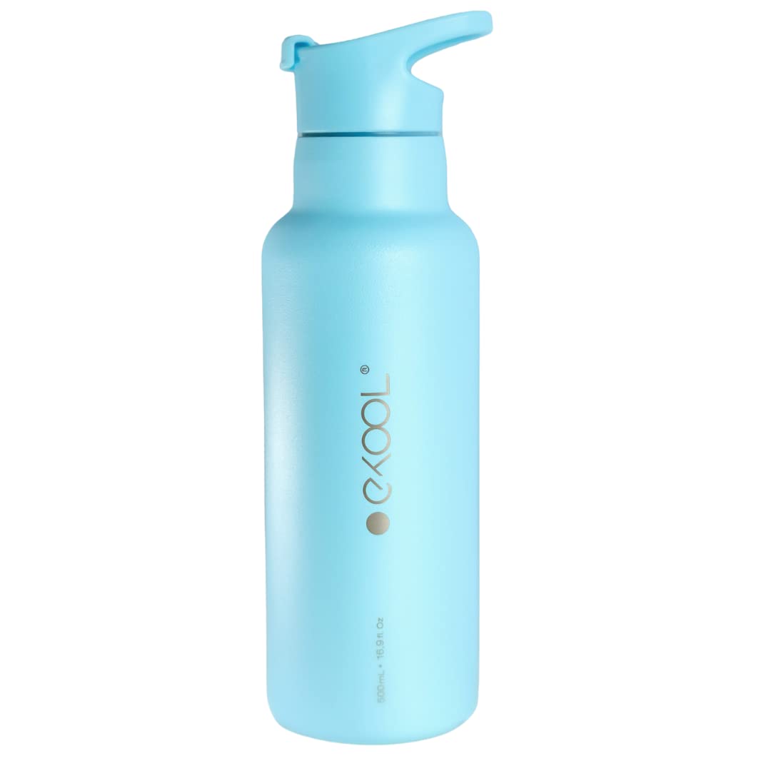Garrafa térmica Ekool - 500 ml (azul), aço inoxidável isolado