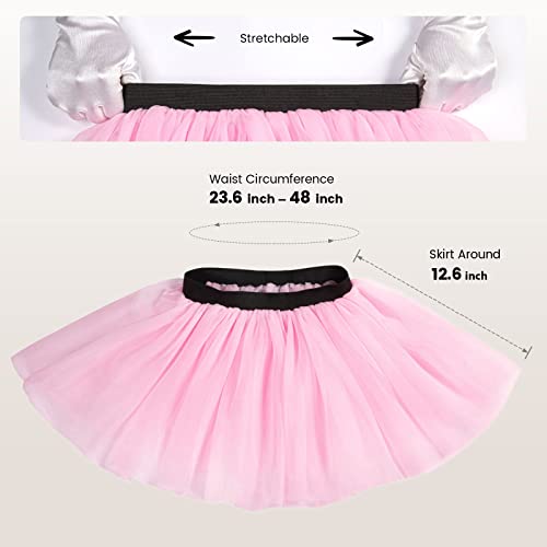 Light Pink Tutu For Women Adults 3 Layered Tulle Tutus For Women Clubwear Skirt Elastic Pink Tutu Skirt For Women Running Pink Tutu Women Dance Skirt, Light Pink #TOP4