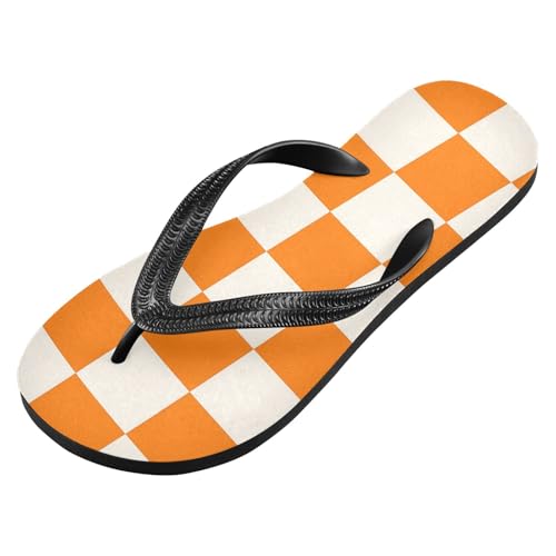 Women Beach Summer Casual Flip Flop Checkerboard Orange YellowQuick Dry Sandals Slipper for Men A2301260