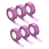MECCANIXITY 6 Pcs 0.6 Inch x 5.5 Yards Glitter Washi Tape Light Purple Crafting Tape Glitter Masking Tape Decorative Tape Self Adhesive Stick for Festival Decoration Scrapbooking,Planner,DIY