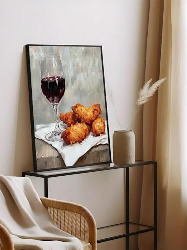 Art Mural Minimaliste Toile de Qualité Supérieure Peinture Croissant Rouge Design Vintage 50x70cm