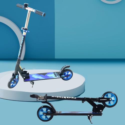Image of ToyMagic SwiftGlider 2 Wheeler Scooter|Non Electronic Smart Kick Scooter|Rear Brake Foldable Toy|Height Adjustable Handle|Weight Capacity Till 50kg|Birthday Gift for 3+ Kid |Made in India, Multicolor
