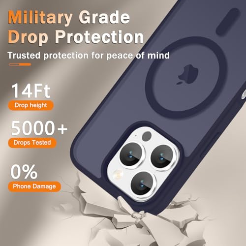 Image of YENAPOON for iPhone 16 Pro Max Case, Matte Magnetic Phone Cover [with 1 Screen Protector] [Support for MagSafe] [Shockproof Military Grade Protection] Translucent Frosted Back, Deep Purple