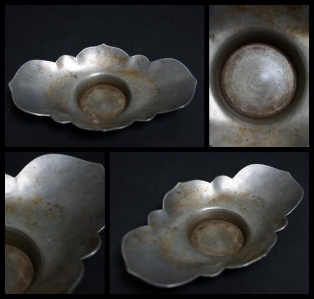 古錫忠信浄錫剣木瓜式茶托(5客)総重量約215g煎茶