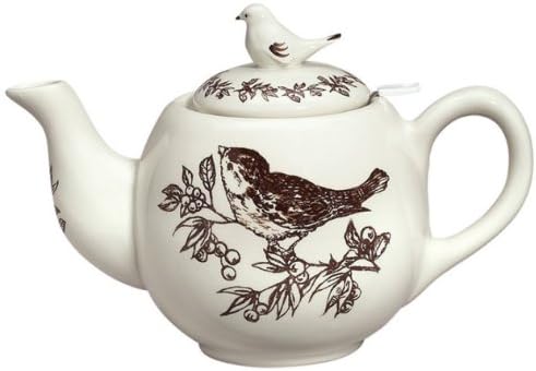 J. Willfred Brown Bird Toile Teapot with Strainer