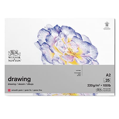 Winsor and Newton 6689743 Drawing Smooth Pad, A2 Size, 25 Sheet, 220gsm, Pack of 3, Natural White