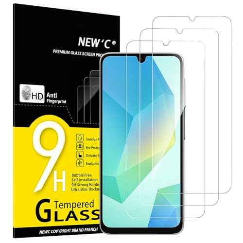 NEW'C Lot de 3, Verre Trempé pour Samsung Galaxy A17 2025, Galaxy A16 5G, Galaxy A26 5G, Film en Protection écran efficace contre les Rayures - sans Bulles - Ultra...