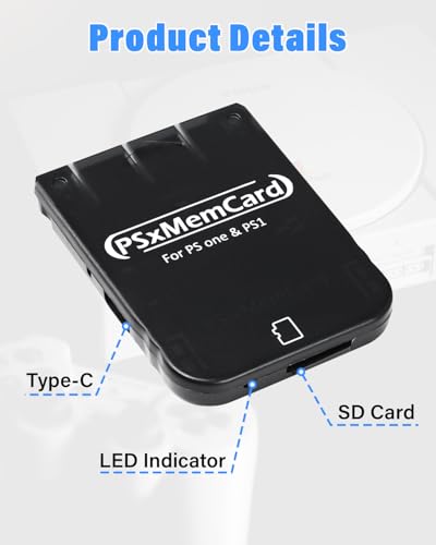 Tarjeta de Memoria PS1 con Tarjeta Micro SD de 512 MB, Tarjeta de Memoria de Juego de Alta Velocidad para Consola PS1 y PS One, soporta actualización de firmware y Ahorra Datos de Juego, Color Negro - imagen 3