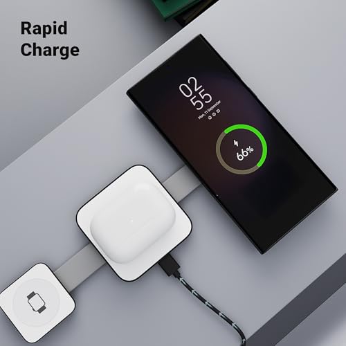 Image of Zebronics 3 in 1 Wireless Foldable Charging Pad, 23W Output, MagSafe Compatible, Fast Charging, Built-in Protection, FOD, 1m Type-C Cable, for iPhone 16 /15 /14 /13 /12 Series (MagBoost 20, Matt Black)