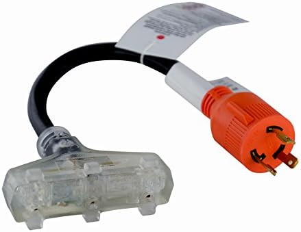 GoWISE Power RVA4025 18-Inch 30 Amp Male Twist Lock to 15 Amp Female Tri-Outlet Generator Adapter